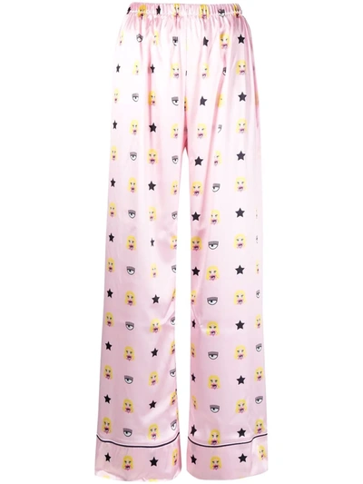 Chiara Ferragni Logo-print Satin Pyjama Set In Pink