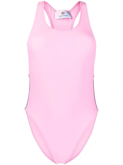 Chiara Ferragni Side Logo-print Swimsuit In Pink