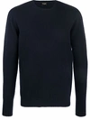 Drumohr Black Wool Crew Neck Sweater In Blue