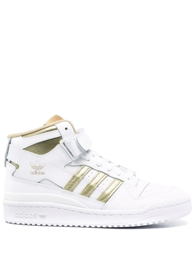 Adidas Originals Forum Mid 高帮运动鞋 In Cloud White/matte Gold/beige Tone