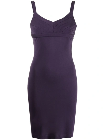 Pre-owned Celine Quilted Bust Mini-dress In Purple