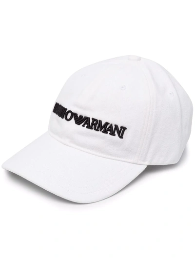 Emporio Armani Embroidered Logo Baseball Cap In White