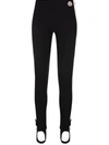 Moncler Black Stretch Fabric Leggings With Logo Patch In Black