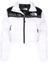 The North Face Logo-embroidered Feather-down Cropped Puffer Jacket In White