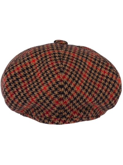 Miu Miu Plaid Shetland Wool Beret In Tobacco