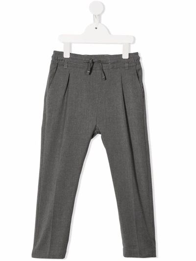 Paolo Pecora Kids' Pleat-detail Drawstring-waist Trousers In Grey