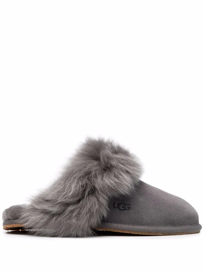 Ugg Womens Grey Scuff Sis Sheepskin-lined Suede Slippers In Charcoal