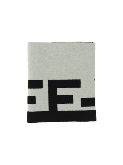 Off-white Off White Logo Felted Wool Scarf In Light Grey