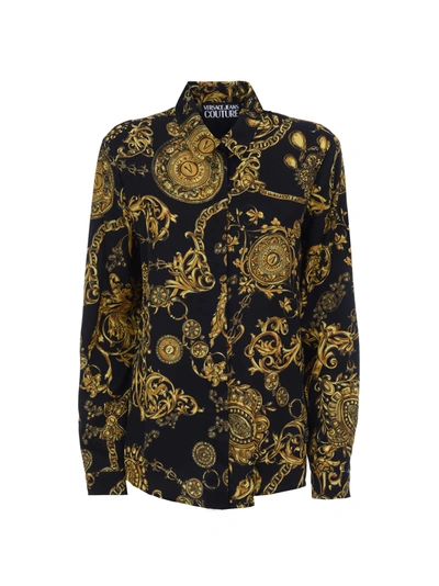 Versace Jeans Couture Baroque Print Twill Shirt In 899 + 948