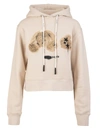 PALM ANGELS WOMAN BEIGE HOODIE WITH STAR EYES TEDDY PRINT,PWBB022F21FLE002 0460