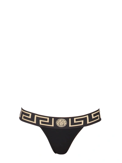 Versace Thong With Greek In Nero