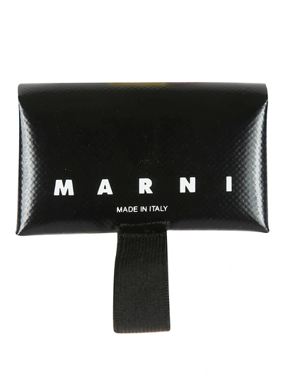 Marni Logo Print Leather Wallet In Black