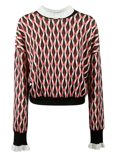 Paco Rabanne Pattern Print Rib Sweater In Red