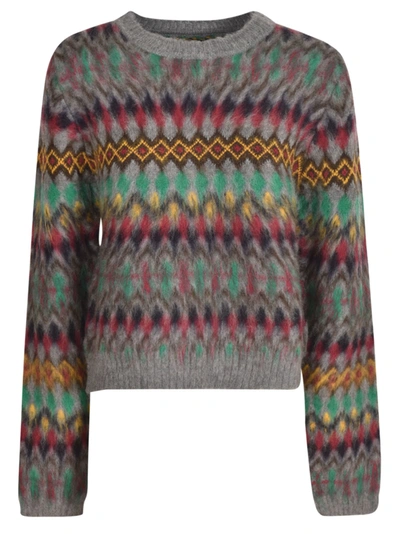Maison Margiela Knitted Cardigan In Grey/multicolor