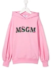 Msgm Logo-print Hoodie In Pink