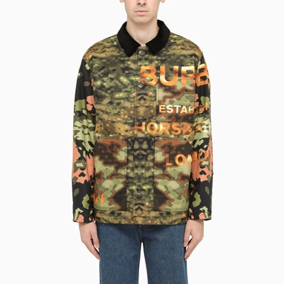 Burberry Multicolour Camouflage Logo-print Jacket In Brown