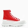 Alexander Mcqueen Fuchsia Canvas Tread Slick Sneakers In Red