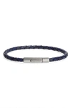 Jonas Studio Single Braided Leather Bracelet In Blue