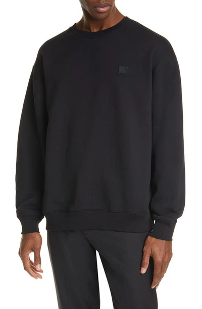 Acne Studios Forba Face Patch Crewneck Sweater In Black