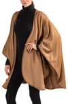 Sofia Cashmere Leather Trim Alpaca Blend Wrap In Camel