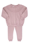 Feltman Brothers Scallop Collar Sweater & Pants Set In Mauve