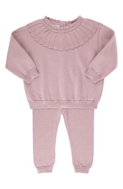 Feltman Brothers Babies' Scallop Collar Jumper & Trousers Set In Mauve
