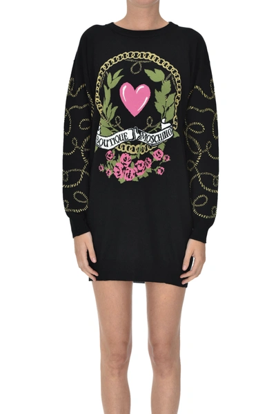 Moschino Boutique Knitted Mini Dress In Black