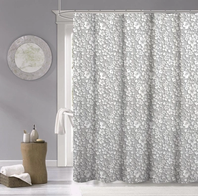 Dainty Home Floral Printed 100% Cotton Shower Curtain In White