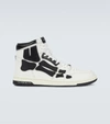 Amiri Skel Bones High-top Leather Sneakers In White Black