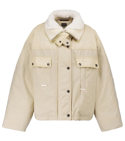 Isabel Marant Dellazia Shearling-trimmed Padded Shell Bomber Jacket In Beige