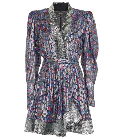 Isabel Marant Merenea Sequin-embellished Printed Fil Coupé Silk Mini Dress In Multi