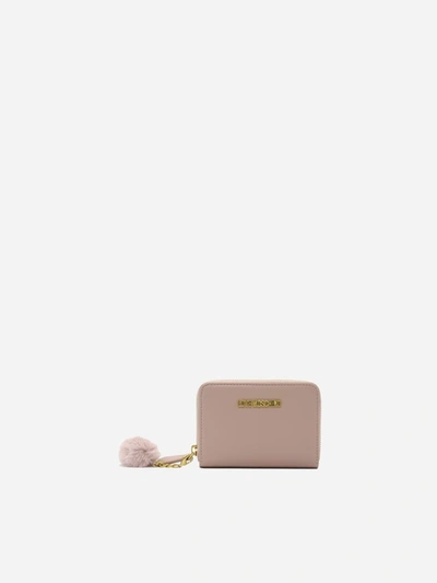 Love Moschino Wallet With Logo Lettering And Eco-fur Detail In Pink