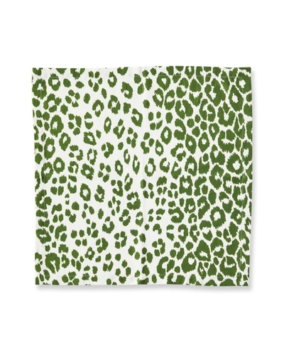 Matouk Iconic Leopard Napkins, Set Of 4 In Green