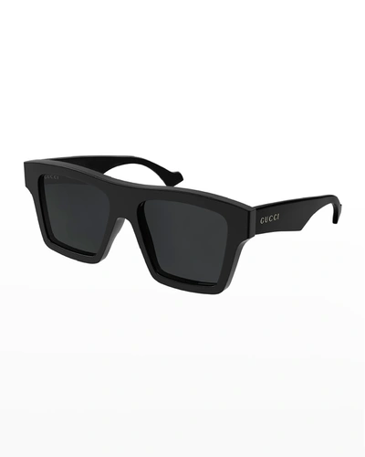 Gucci Men's Square Acetate Sunglasses In 005 Black