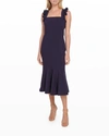 Likely Hara Sleeveless Flounce-hem Midi Dress In Navy