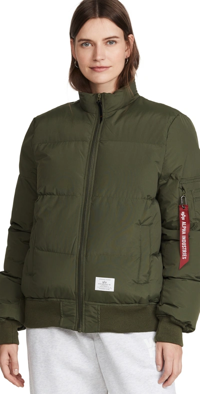 Alpha Industries Ma-1 Quilted Flight Jacket In Dark Green