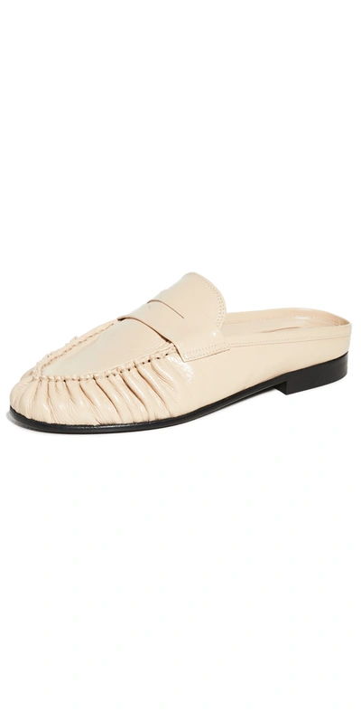 By Far Lou Flat Mules In Sand Gloss