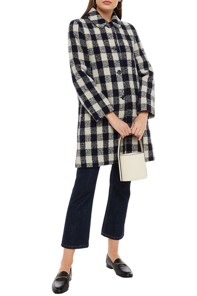 Apc Checked Bouclé Coat In Black