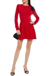 RED VALENTINO BOW-EMBELLISHED KNITTED MINI DRESS,3074457345627230712