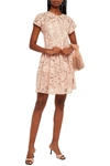 RED VALENTINO EMBROIDERED TULLE MINI DRESS,3074457345627229168