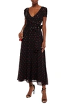 Red Valentino Wrap-effect Printed Chiffon Midi Dress In Black
