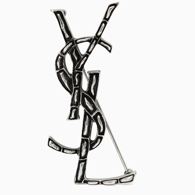 Saint Laurent Silver-tone Ysl Opium Ysl Brooch In Metal