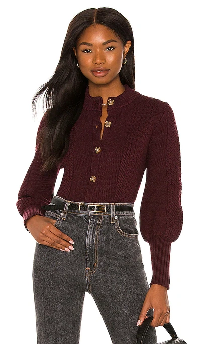 Bb Dakota By Steve Madden Story Time Puff Sleeve Cable Knit Cardigan In Port ModeSens GB