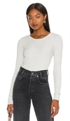Agolde Maya Scoop Neck Rib Long-sleeve Tee Oatmeal In Brushed Grey Heather