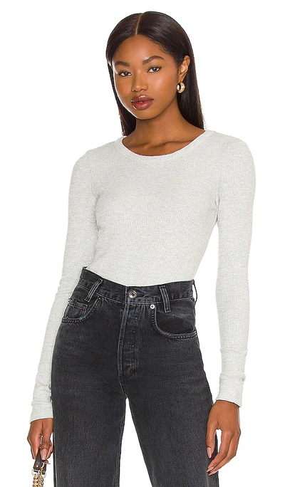 Agolde Maya Scoop Neck Rib Long-sleeve Tee Oatmeal In Brushed Grey Heather