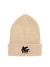 Etro Embroidered-logo Beanie In Beige