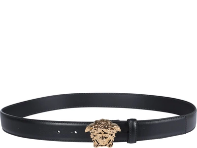 Versace Medusa-plaque Buckle-fastening Belt In Black