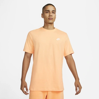 Nike Sportswear Club Men's T-shirt In Orange Chalk,white