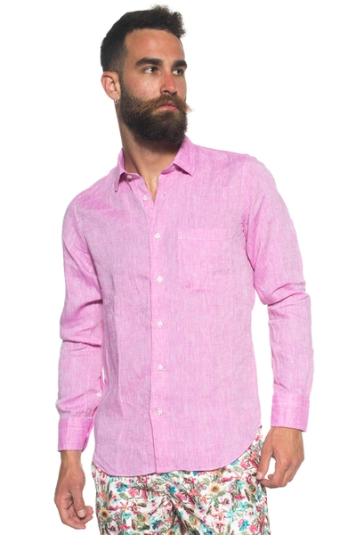 Vincenzo De Lauziers Long-sleeved Linen Shirt In Pink