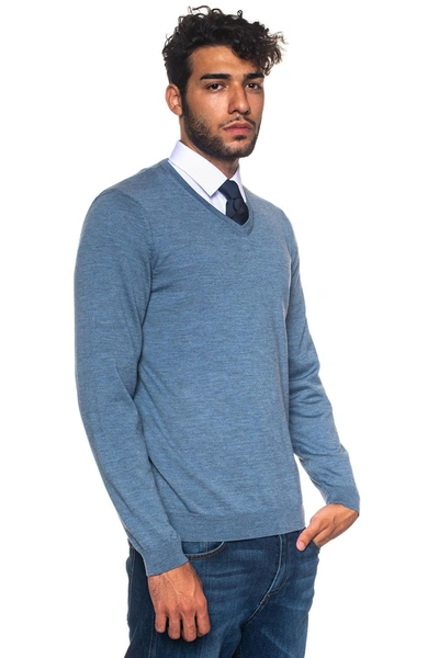 Hugo Boss Boss Baram V-neck Pullover Sky Blue Wool Man